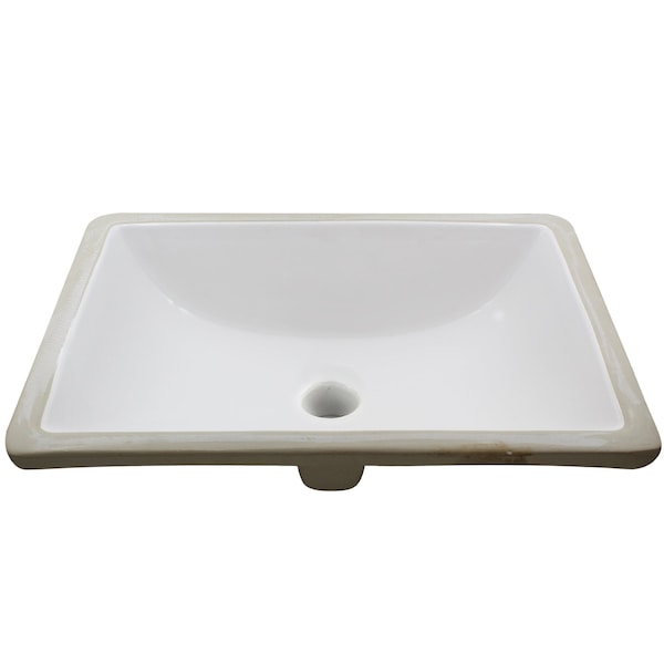 Novatto Rectangular Undermount White Porcleain Sink with Overflow, 20.25" x 15" NP-U193906 - main